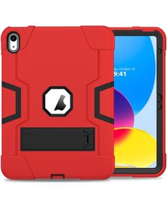 Mobigear ShieldStand iPad 11 (2025) Hoes Hard kunststof / Siliconen Backcover + Standaard - Zwart / Rood
