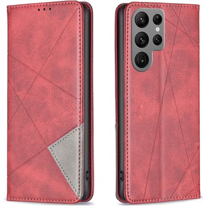 Mobigear Rhombus Slim Samsung Galaxy S24 Ultra Hoesje Bookcase - Rood