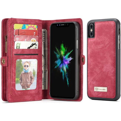 Caseme 008 iPhone XS Hoesje Uitneembare 2in1 Bookcase Portemonnee - Rood