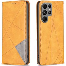 Mobigear Rhombus Slim Samsung Galaxy S23 Ultra Hoesje Bookcase - Cognac