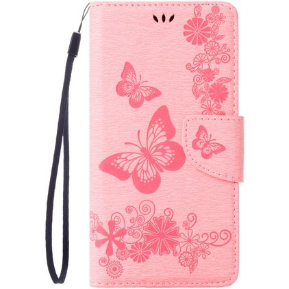 Mobigear Butterfly iPhone SE (2022) Hoesje Bookcase Portemonnee - Roze