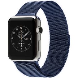 Mobigear Style Loop Milanese Apple Watch Bandje Magneetsluiting - 42/41/40/38 mm - Blauw