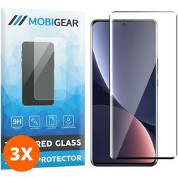 Mobigear Premium Xiaomi 12 Pro Glazen Screenprotector - Case Friendly - Zwart (3-Pack)
