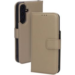 Mobiparts Samsung Galaxy A55 Hoesje Echt Leer Bookcase Portemonnee - Taupe