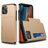 Mobigear Card iPhone 12 Pro Hoesje Hardcase Backcover Shockproof met Pasjeshouder - Goud