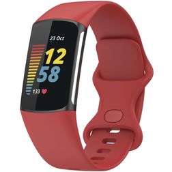Mobigear Sport Dual Siliconen Fitbit Charge 5 Bandje Druksluiting - Rood