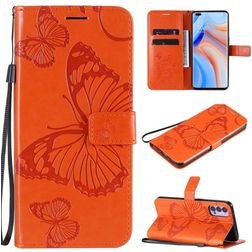Mobigear Butterfly OPPO Reno 4 Hoesje Bookcase Portemonnee - Oranje
