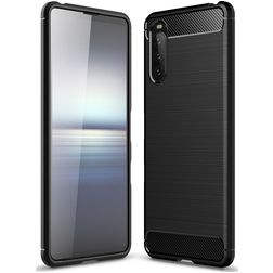 Mobigear Brushed Slim Sony Xperia 10 III Hoesje Flexibel TPU Backcover - Zwart