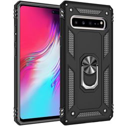 Mobigear Armor Ring Samsung Galaxy S10 5G Hoesje Hardcase Backcover Shockproof met Ringhouder - Zwart