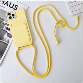 Mobigear Lanyard Card iPhone 15 Pro Max Siliconen Hoesje met koord en Pasjeshouder - Geel Mobigear Lanyard Card iPhone 15 Pro Max Siliconen Hoesje met koord en Pasjeshouder - Geel