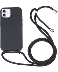 Mobigear Lanyard iPhone 16 Siliconen Hoesje met koord - Zwart