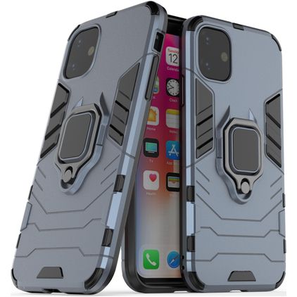 Mobigear Armor Ring iPhone 11 Hoesje Hardcase Backcover Shockproof met Ringhouder - Blauw