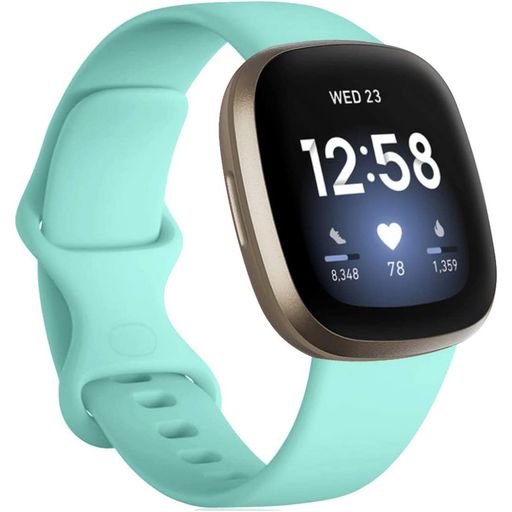Mobigear Sport Dual Siliconen Fitbit Versa 3 Bandje Druksluiting - Turquoise