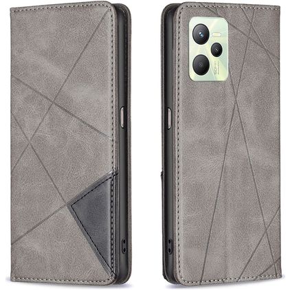 Mobigear Rhombus Slim Realme C35 Hoesje Bookcase - Grijs