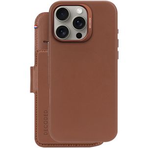 Decoded Detachable Wallet iPhone 16 Pro Max MagSafe Hoesje Echt Leer Uitneembare 2in1 Bookcase Portemonnee - Tan