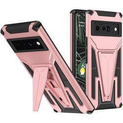 Mobigear Armor Stand Google Pixel 6 Pro Hoesje Hardcase Backcover Shockproof met Standaard - Roségoud
