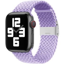 Mobigear Braided Nylon Apple Watch Bandje Klemsluiting - 42/41/40/38 mm - Lavendel