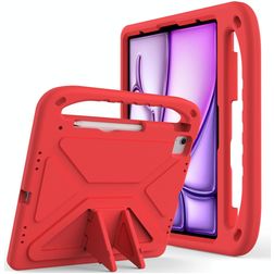 Mobigear AeroArmor iPad Air 13 Inch (2026) Kinder Tablethoes met Handvat + Stylus Houder - Rood