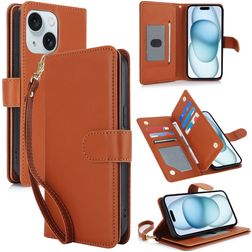 Mobigear Wallet iPhone 15 Hoesje Bookcase Portemonnee - Bruin