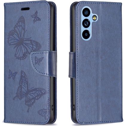 Mobigear Butterfly Samsung Galaxy A54 Hoesje Bookcase Portemonnee - Blauw