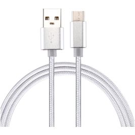 Mobigear Nylon USB-A naar USB-C Kabel 2 Meter - Zilver Mobigear Nylon USB-A naar USB-C Kabel 2 Meter - Zilver