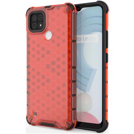 Mobigear Honeycomb Realme C21 Hoesje Hardcase Backcover Shockproof - Rood