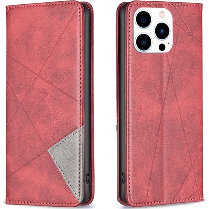 Mobigear Rhombus Slim iPhone 16 Pro Max Hoesje Bookcase - Rood