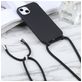 Mobigear Lanyard iPhone 16 Siliconen Hoesje met koord - Zwart