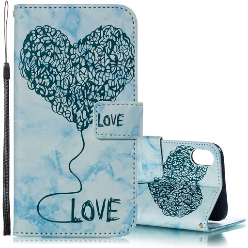 Mobigear Marble iPhone XS Max Hoesje Bookcase Portemonnee - Blauw