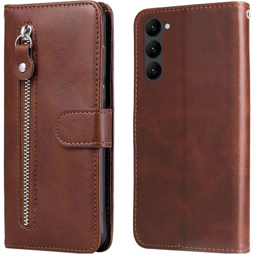 Mobigear Zipper Samsung Galaxy S23 Hoesje Bookcase Portemonnee - Bruin