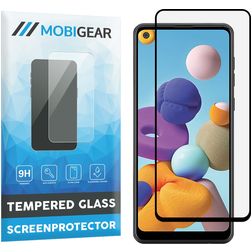 Mobigear Premium Samsung Galaxy A21 Glazen Screenprotector - Case Friendly - Zwart