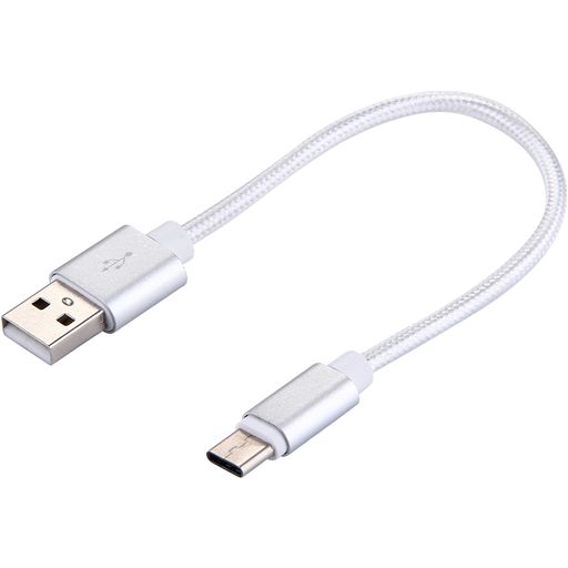 Mobigear Nylon USB-A naar USB-C Kabel 0.2 Meter - Wit