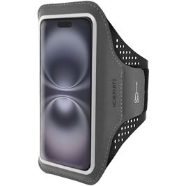 Mobiparts Comfort Fit Telefoonhouder Hardlopen iPhone 16 Sport Hoesje Neopreen Sportarmband - Zwart