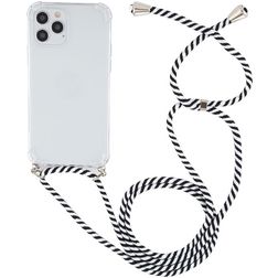 Mobigear Lanyard iPhone 12 Pro Max Flexibel TPU Hoesje met koord - Zebra