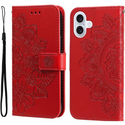Mobigear Flowers iPhone 17 Hoesje Bookcase Portemonnee - Rood