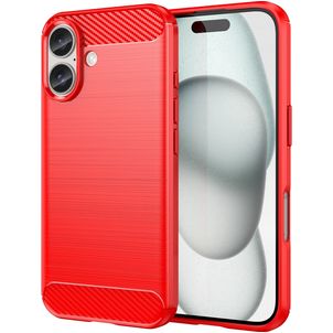 Mobigear Brushed Slim iPhone 16 Hoesje Flexibel TPU Backcover - Rood