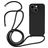 Mobigear Lanyard iPhone 15 Siliconen Hoesje met koord - Zwart