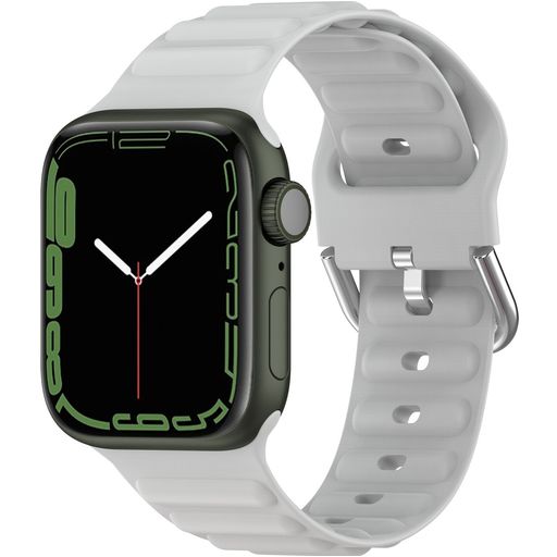 Mobigear Bumpy Siliconen Apple Watch Bandje Gespsluiting - 42/41/40/38 mm - Grijs
