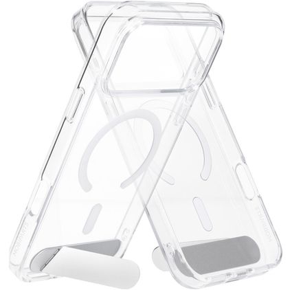 Mobiparts Hardcover Doorzichtig iPhone 18 Pro Max MagSafe Hoesje Hardcase Backcover met Standaard - Transparant