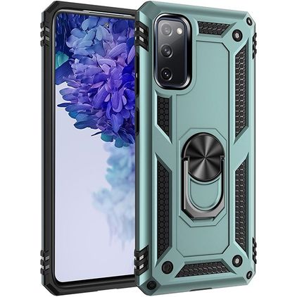 Mobigear Armor Ring Samsung Galaxy S20 FE Hoesje Hardcase Backcover Shockproof met Ringhouder - Groen