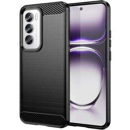 Mobigear Brushed Slim OPPO Reno 12 Pro Hoesje Flexibel TPU Backcover - Zwart