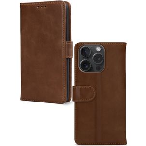 Mobilize Wallet iPhone 15 Pro Hoesje Echt Leer Bookcase Portemonnee - Bruin