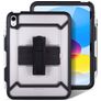 Mobigear SureGrip Slim iPad 11 (2025) Hoes Hard Kunststof,Siliconen Backcover + Stylus Houder + Standaard - Transparant / Zwart