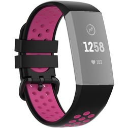 Mobigear Sport Plus Buckle Siliconen Fitbit Charge 3 Bandje Gespsluiting - Zwart / Rood