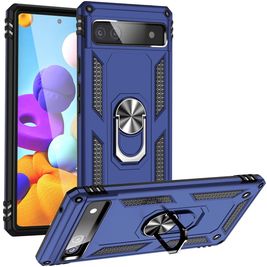 Mobigear Armor Ring Google Pixel 6a Hoesje Hardcase Backcover Shockproof met Ringhouder - Blauw