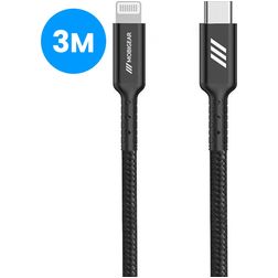 Mobigear Nylon USB-C naar Apple Lightning Kabel MFI 3 Meter - Zwart
