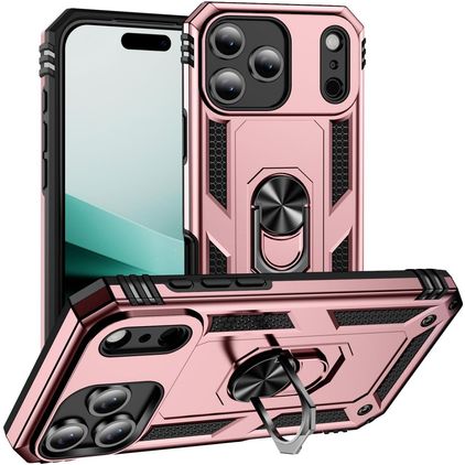 Mobigear Armor Ring iPhone 18 Pro Hoesje Hardcase Backcover Shockproof met Ringhouder - Roségoud