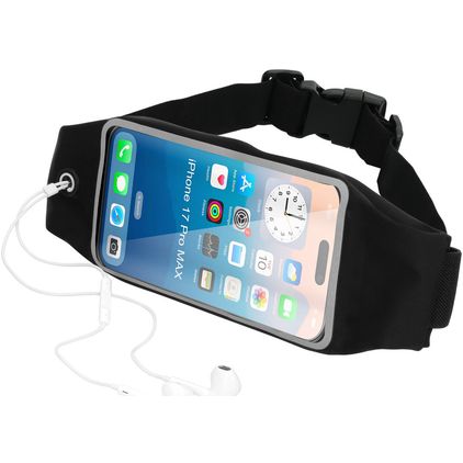 Mobiparts Comfort Fit Belt Telefoonhouder Hardlopen iPhone 17 Pro Max Sport Hoesje Neopreen Heuptas - Zwart