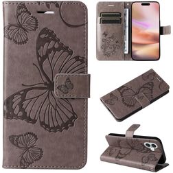 Mobigear Butterfly iPhone 16 Plus Hoesje Bookcase Portemonnee - Grijs