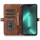 Mobigear Zipper iPhone 14 Pro Hoesje Bookcase Portemonnee - Bruin